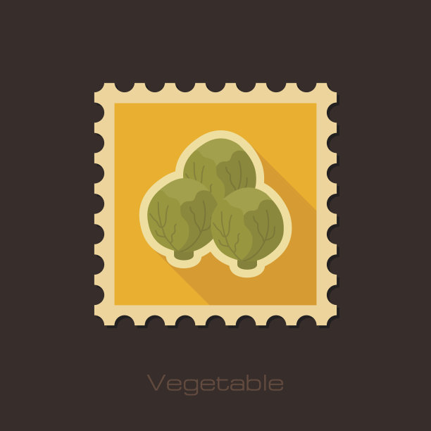 扁球芽甘蓝邮票。蔬菜矢量图片下载