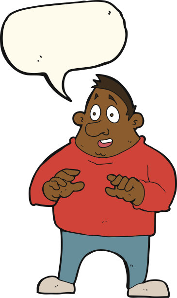卡通兴奋的超重男人与对话气泡图片下载