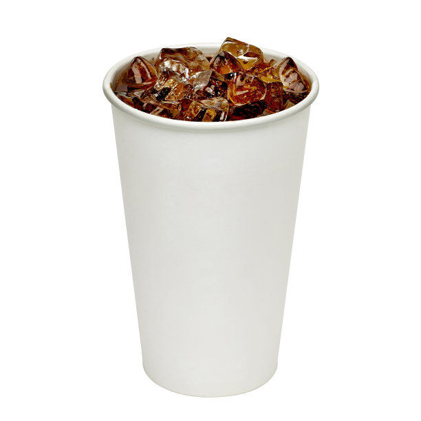 可乐与冰块在空白的外带杯素材图片