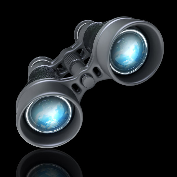 黑色双筒望远镜，黑色背景，高分辨率3d图片下载