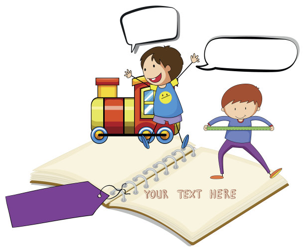 空白笔记本与两个男孩和训练背景图片下载