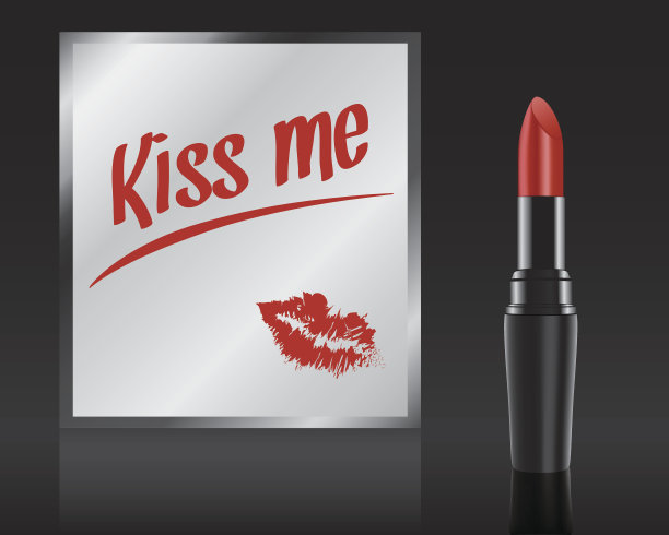 亲吻我写在镜子上的口红，向量图片下载