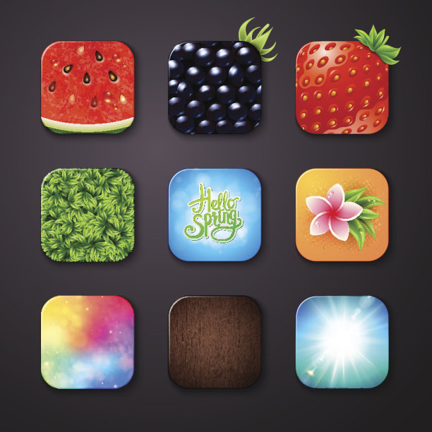 有吸引力的方形按钮与不同的设计图片下载