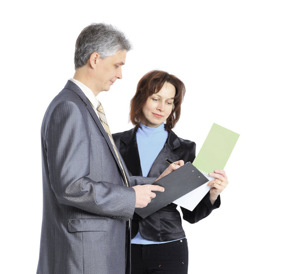 商人站在白色背景上的肖像图片下载