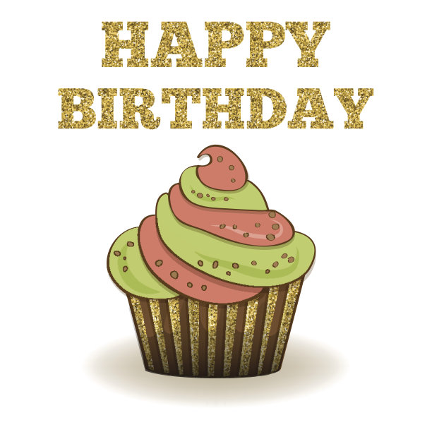 美丽的生日卡模板与金色闪闪发光的细节图片下载