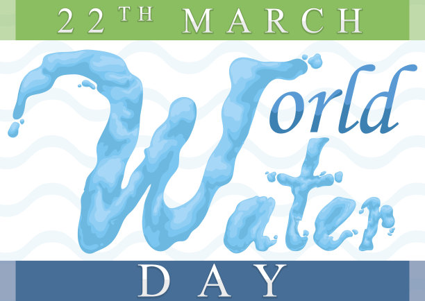 世界水日的液体字母设计和波浪图案图片下载