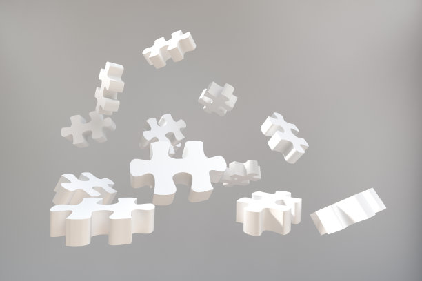 在空中飞行的拼图块图片下载