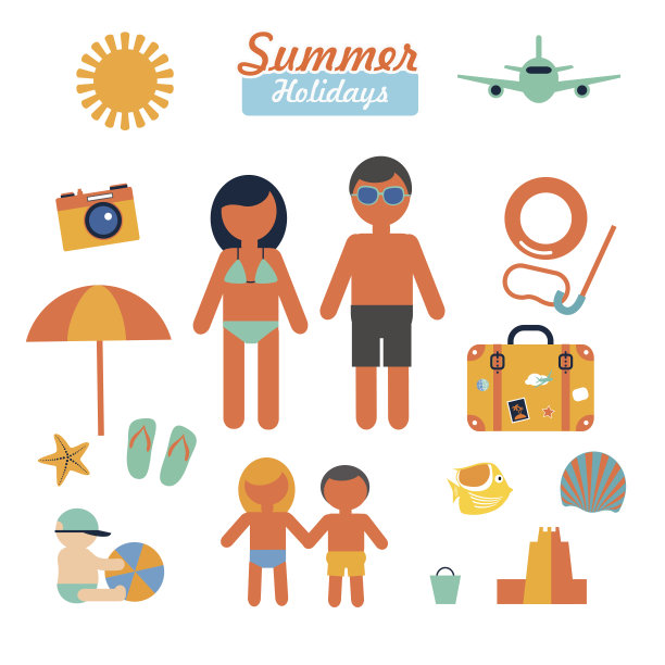 家庭暑假信息图形设计元素素材图片