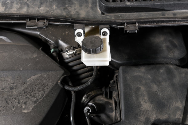 汽车引擎盖下的图片。发动机，油和液体膨胀罐图片下载