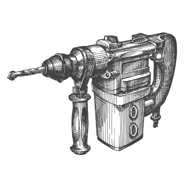 工具。在白色背景上钻孔。细木工。草图图片下载