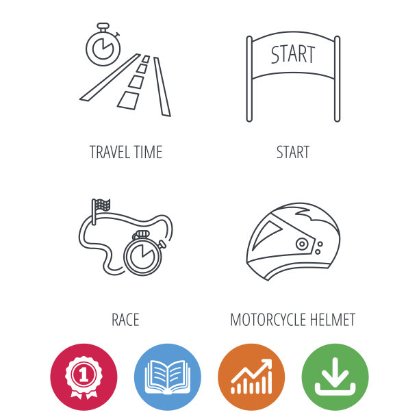 摩托车头盔，比赛计时器和旅行时间。图片下载