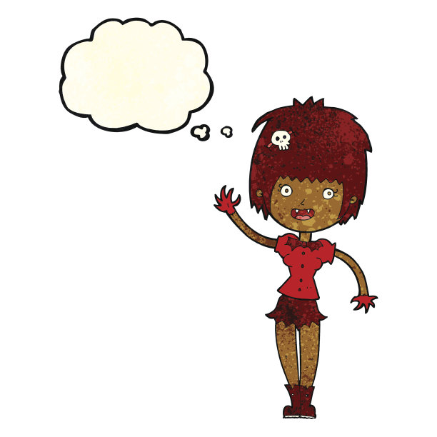 卡通吸血鬼女孩挥舞着思想泡泡图片下载