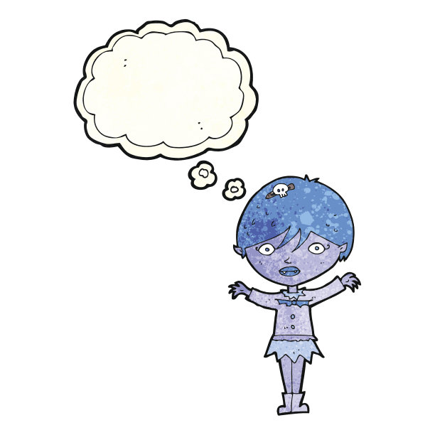 卡通吸血鬼女孩挥舞着思想泡泡图片下载