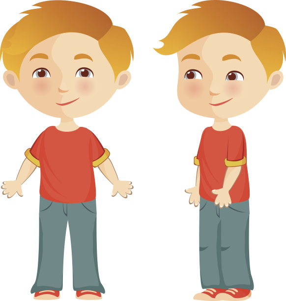 男孩正面和侧面图片下载