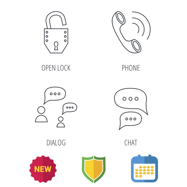 电话，聊天语音气泡和锁定图标。图片下载