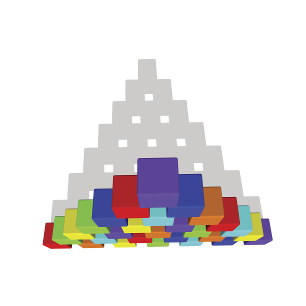 用玩具积木搭成的金字塔。矢量彩色插图。前视图。图片下载