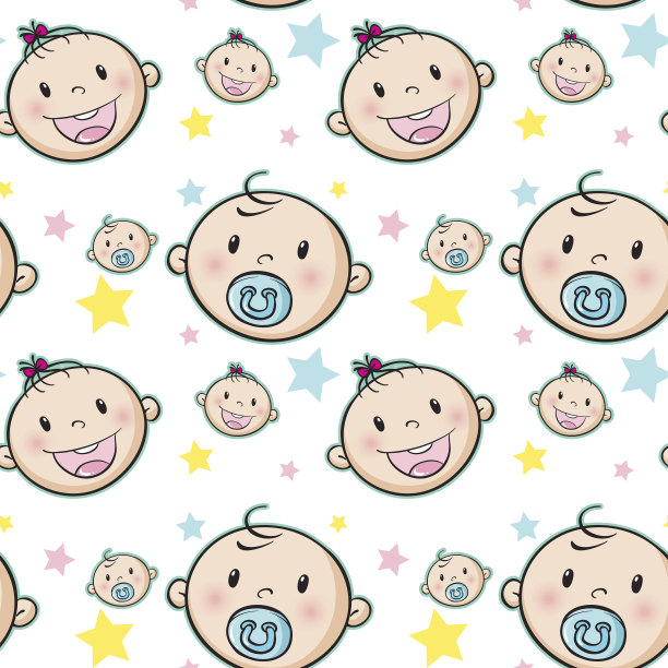 无缝背景与婴儿脸和明星图片下载