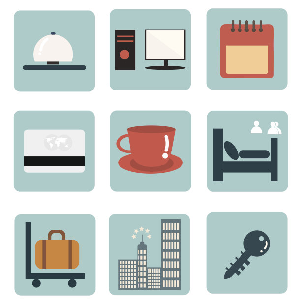 酒店和酒店服务图标图片下载