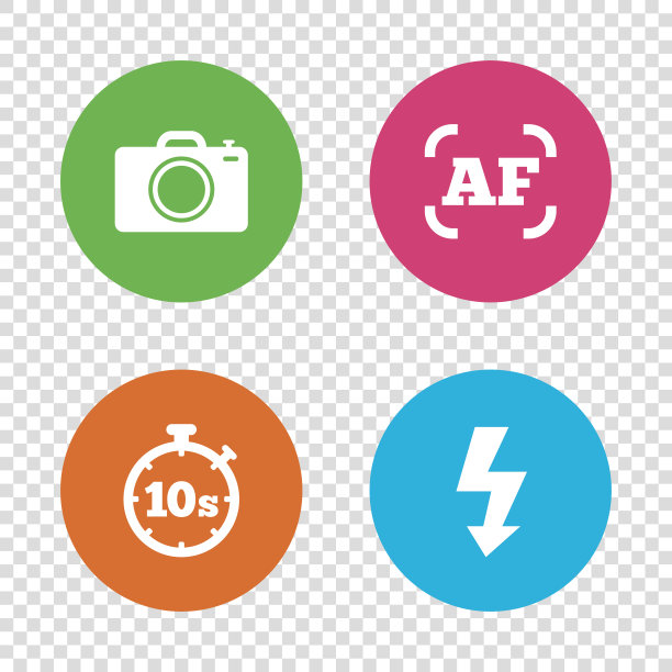 照片的相机图标。闪光灯和自动对焦对焦。图片下载