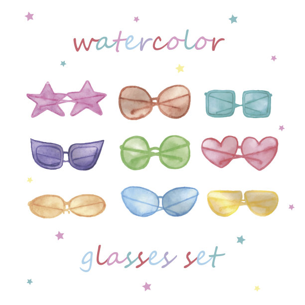 水彩太阳镜集合图片下载