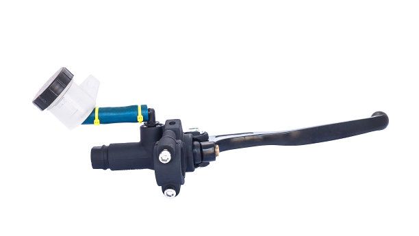 黑色摩托车的杠杆隔离在白色图片下载