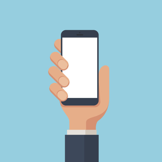 手持白色屏幕的智能手机图片下载