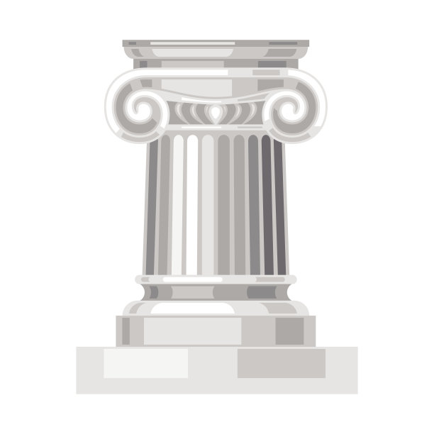 爱奥尼亚仿古希腊大理石柱孤立图片下载