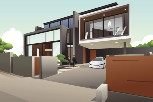 人们住在现代风格的房子里图片下载