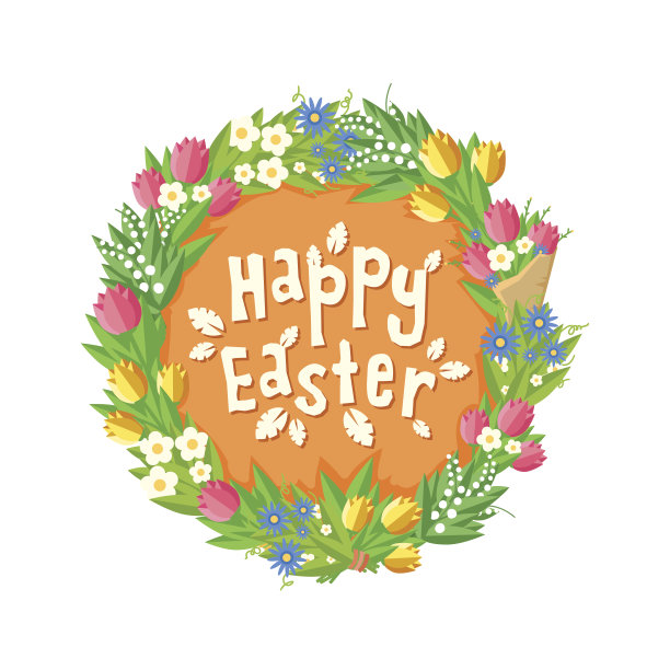 带花环的复活节快乐卡片图片下载