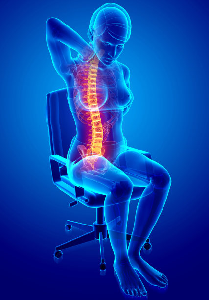 女性感到背部疼痛图片下载