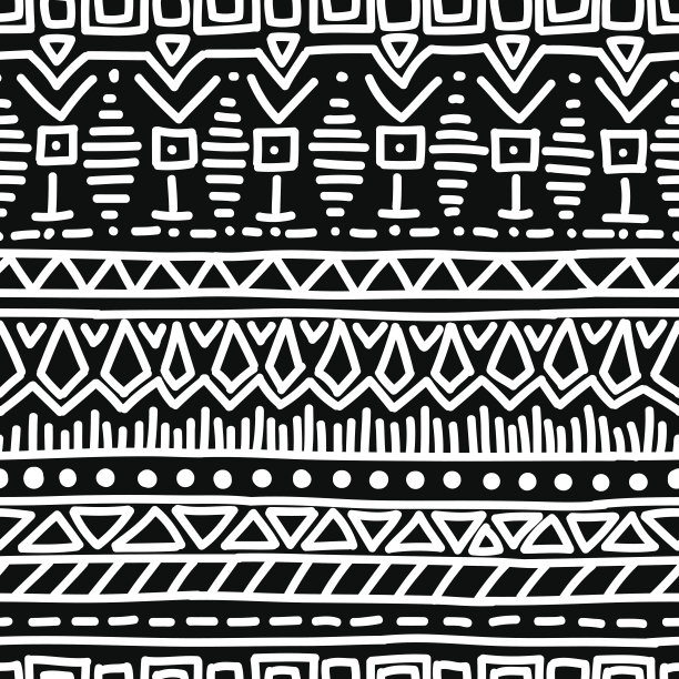 黑白人种无缝模式。素材图片