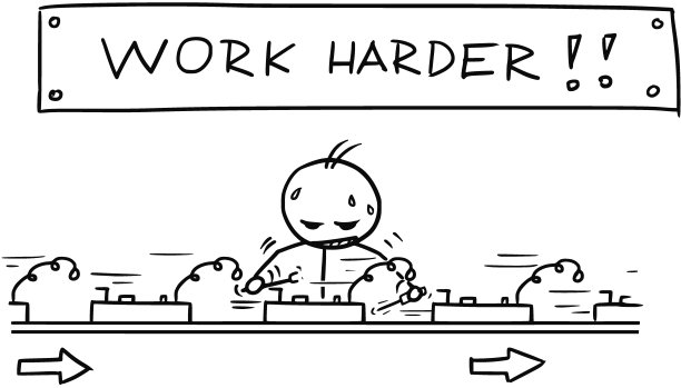 卡通男人在装配线上工作，上方有标志图片下载