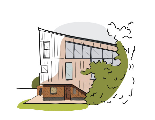 建筑色彩矢量草图。图片下载