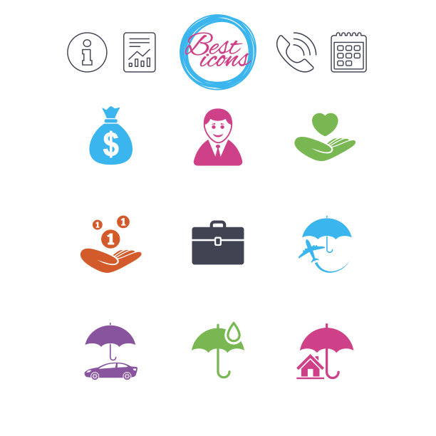 保险的图标。生活，房地产和房子。图片下载