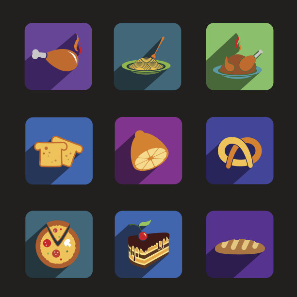 食物和饮料矢量图标设置图片下载