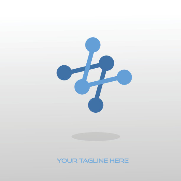 蓝色分子图标矢量素材图片
