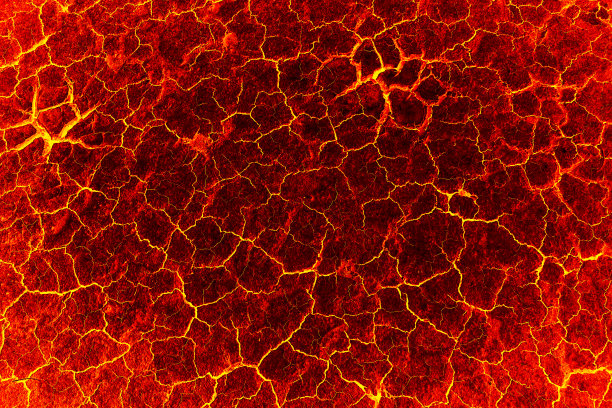 火山爆发后热红开裂地面纹理图片下载