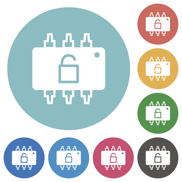 硬件解锁平面圆形图标图片下载