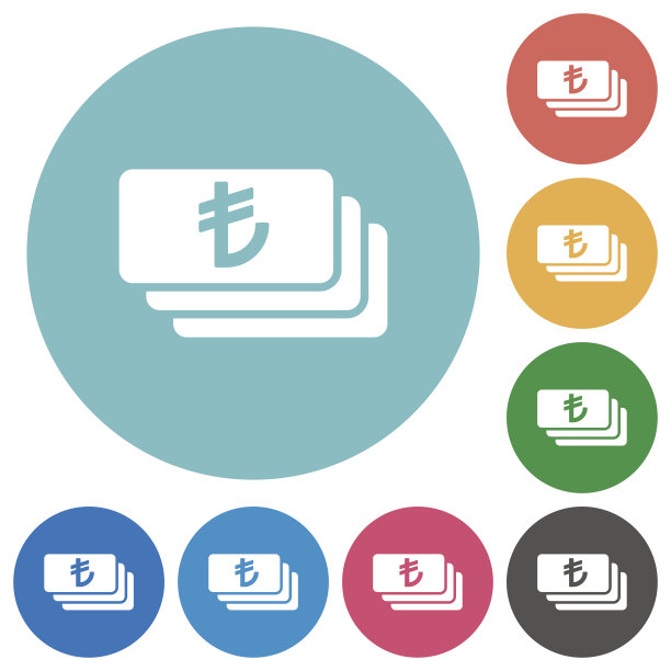 土耳其里拉钞票上扁平圆形的图标图片下载