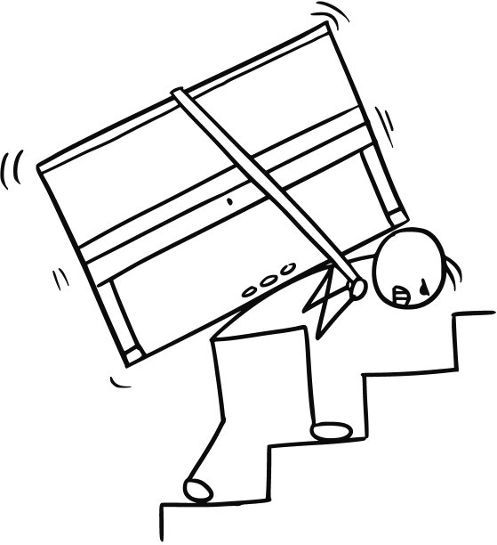 一个男人拿着钢琴上楼的漫画图片下载