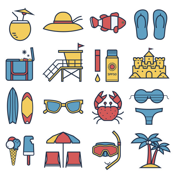 夏天海滩上图标图片下载