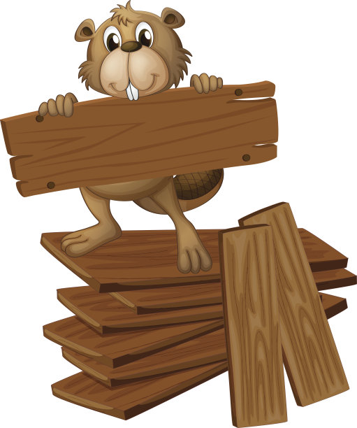 海狸和一堆胶合板图片下载