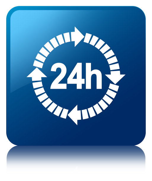 24小时送货图标蓝色方形按钮图片下载