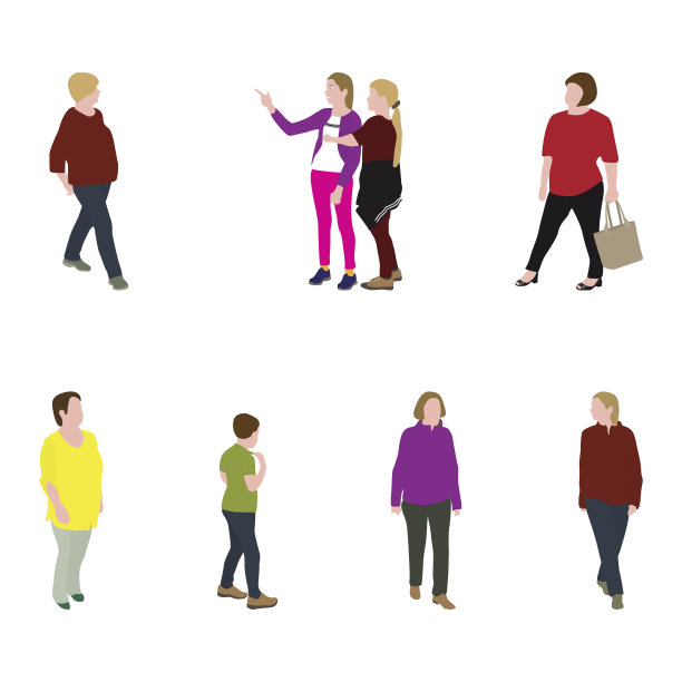 一群成年人和孩子在自己的事业上行走图片下载