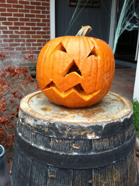 南瓜灯和假蜘蛛网图片下载