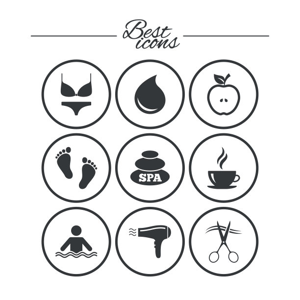 水疗、美容图标。游泳池的迹象。图片下载