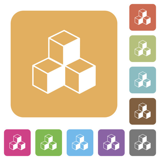 立方体圆角正方形平面图标图片下载