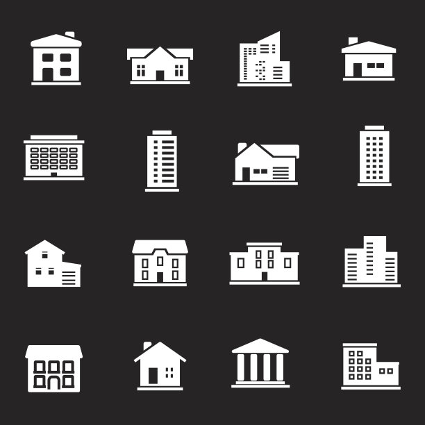 白色建筑图标矢量图图片下载