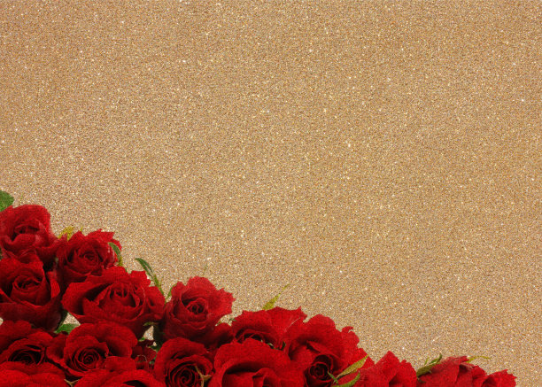 金色背景上的红玫瑰图片下载