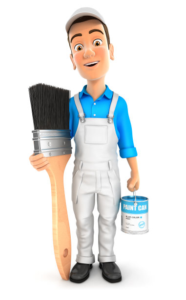 3d画家站在旁边的大油漆刷图片下载